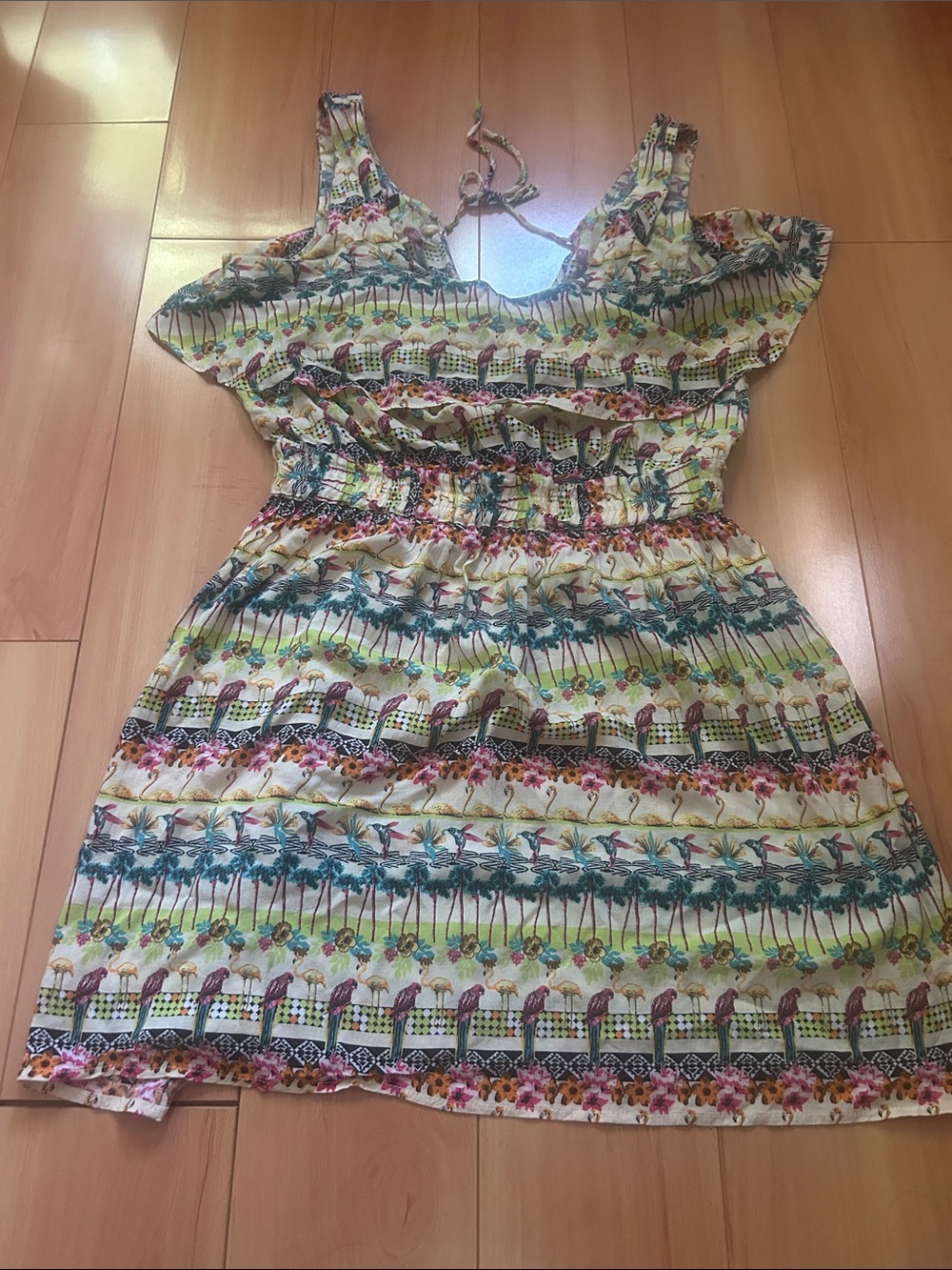 Women’s Floral Stripe Sundress - Yellow Multicolor